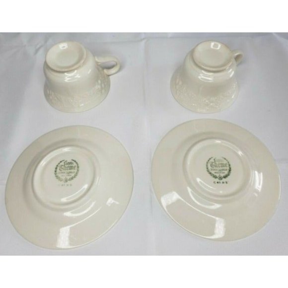 2 Eggshell Theme Homer Laughlin Made In U.S.A Teacup & Saucer Set C41N5 - Picture 6 of 16